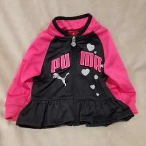 🎁SUPER COOL ZIP UP PUMA JACKET! BLACK & PINK. 3-6MON